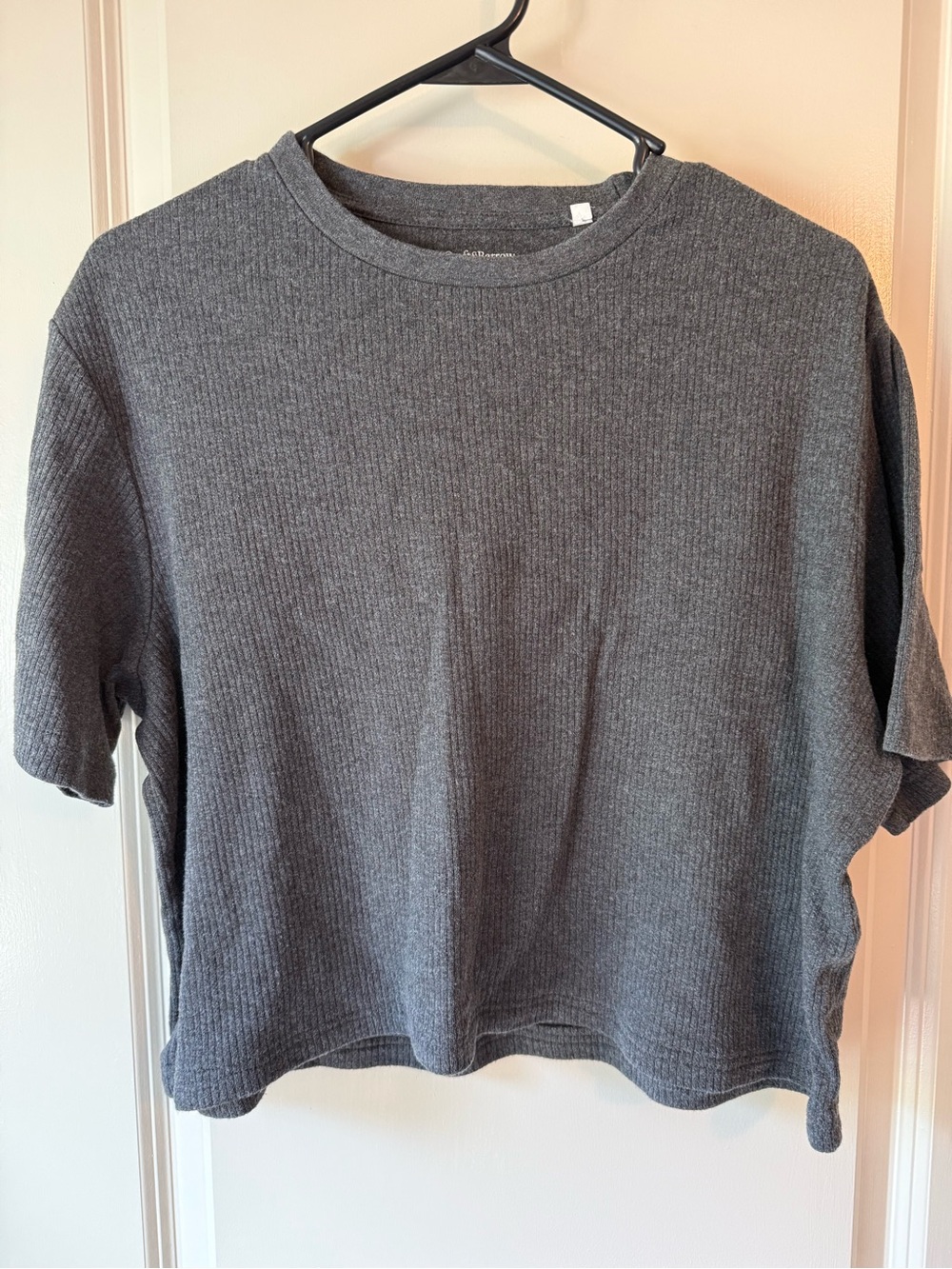 croft & barrow Gray Ribbed Cropped Short Sleeve Tee